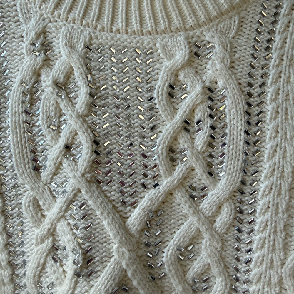 J. Crew Women's Ivory Cable Knit Sweater - Picture 3 of 6